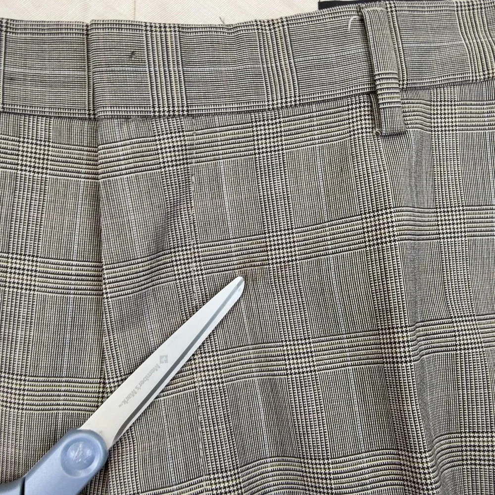 Banana Republic Dress Pants Mens 36x32 Brown Wool Tailored Slim Plaid Trousers
